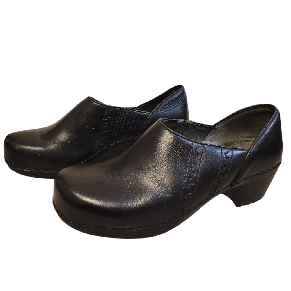 Dansko Black Leather Mules